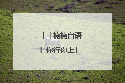 「楠楠自语」你行你上