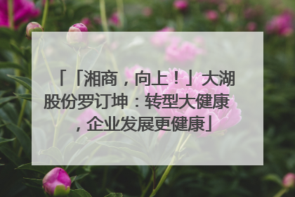 「湘商，向上！」大湖股份罗订坤：转型大健康，企业发展更健康