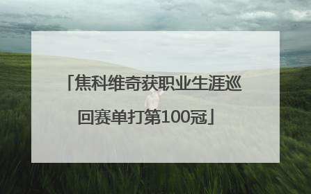 焦科维奇获职业生涯巡回赛单打第100冠