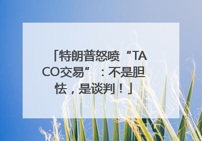 特朗普怒喷“TACO交易”：不是胆怯，是谈判！