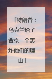 特朗普：乌克兰给了普京一个轰炸他们的理由