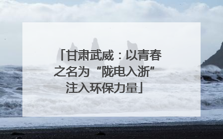 甘肃武威：以青春之名为“陇电入浙”注入环保力量