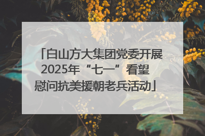 白山方大集团党委开展2025年“七一”看望慰问抗美援朝老兵活动