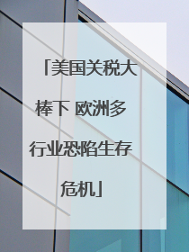 美国关税大棒下 欧洲多行业恐陷生存危机