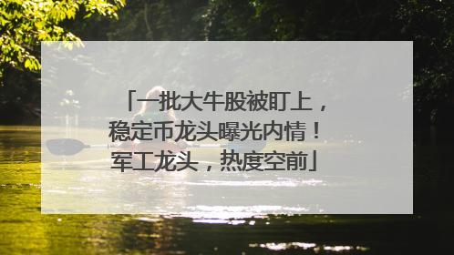 一批大牛股被盯上，稳定币龙头曝光内情！军工龙头，热度空前