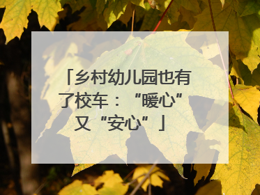 乡村幼儿园也有了校车：“暖心”又“安心”