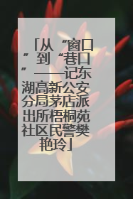 从“窗口”到“巷口”——记东湖高新公安分局茅店派出所梧桐苑社区民警樊艳玲