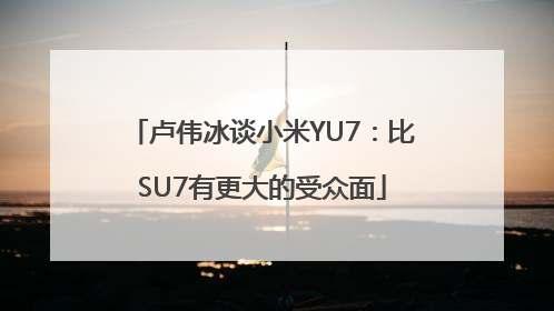 卢伟冰谈小米YU7：比SU7有更大的受众面