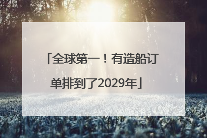 全球第一！有造船订单排到了2029年
