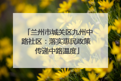 兰州市城关区九州中路社区：落实惠民政策 传递中路温度