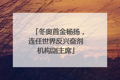 冬奥首金杨扬，连任世界反兴奋剂机构副主席