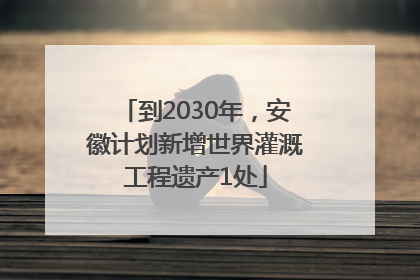 到2030年，安徽计划新增世界灌溉工程遗产1处