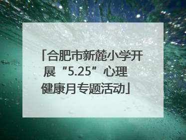 合肥市新麓小学开展“5.25”心理健康月专题活动