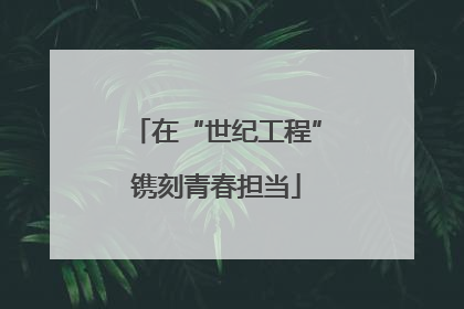 在“世纪工程”镌刻青春担当
