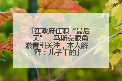 在政府任职“最后一天”，马斯克眼角淤青引关注，本人解释：儿子干的