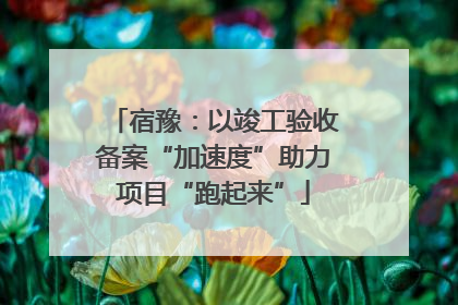 宿豫：以竣工验收备案“加速度”助力项目“跑起来”