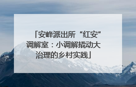 安峰派出所“红安”调解室：小调解撬动大治理的乡村实践