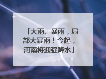 大雨、暴雨，局部大暴雨！今起，河南将迎强降水