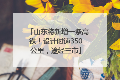 山东将新增一条高铁！设计时速350公里，途经三市