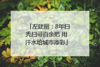 左建丽：8年扫秃扫帚百余把 用汗水给城市添彩