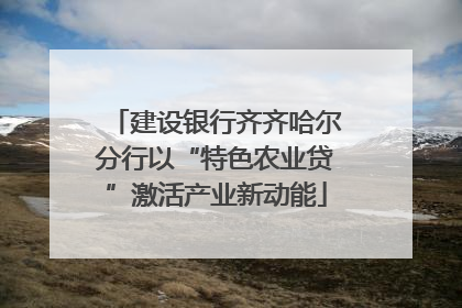 建设银行齐齐哈尔分行以“特色农业贷”激活产业新动能
