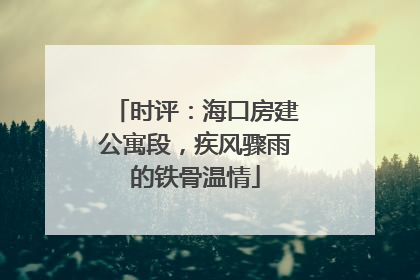 时评：海口房建公寓段，疾风骤雨的铁骨温情