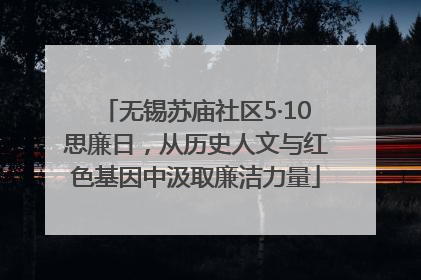 无锡苏庙社区5·10思廉日，从历史人文与红色基因中汲取廉洁力量