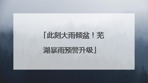 此刻大雨倾盆！芜湖暴雨预警升级