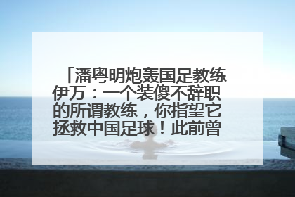 潘粤明炮轰国足教练伊万：一个装傻不辞职的所谓教练，你指望它拯救中国足球！此前曾多次发文评价国足