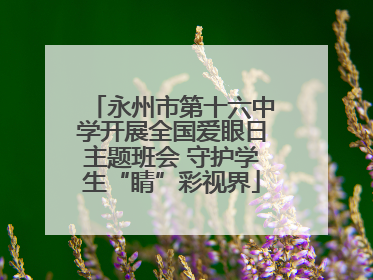 永州市第十六中学开展全国爱眼日主题班会 守护学生“睛”彩视界