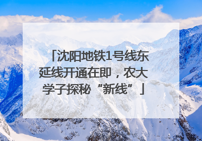 沈阳地铁1号线东延线开通在即，农大学子探秘“新线”