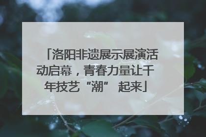 洛阳非遗展示展演活动启幕，青春力量让千年技艺“潮” 起来