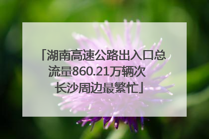 湖南高速公路出入口总流量860.21万辆次 长沙周边最繁忙