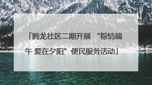 腾龙社区二期开展 “粽情端午 爱在夕阳”便民服务活动