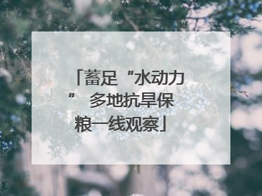 蓄足“水动力” 多地抗旱保粮一线观察