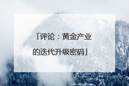 评论：黄金产业的迭代升级密码