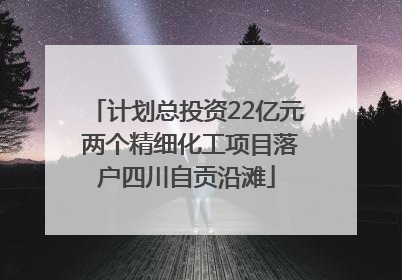 计划总投资22亿元 两个精细化工项目落户四川自贡沿滩