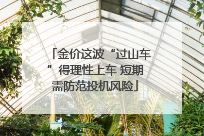 金价这波“过山车”得理性上车 短期需防范投机风险