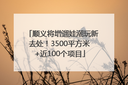 顺义将增遛娃潮玩新去处！3500平方米+近100个项目