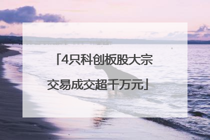 4只科创板股大宗交易成交超千万元